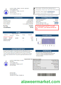 Illinois North Park Public Water District IL utility business bill,  SCR